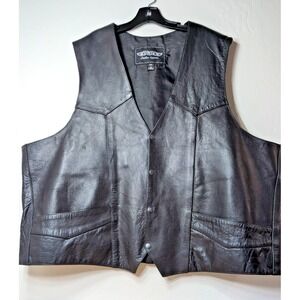 Unik Leather Men's Size 60 Vest 2 inside & 2 outside pockets Biker Big & Tall